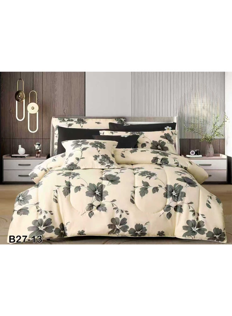 SFT Luxury summer double bed sheet set made of microfiber material, 8 pieces: 1 quilt 260*240cm, 1 sheet 200*200cm, 4 pillowcases 50*75cm, 2 cushion covers 45*45cm. - Image 1